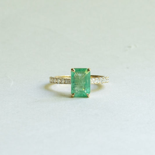 2.54 Carat Emerald Diamond Ring