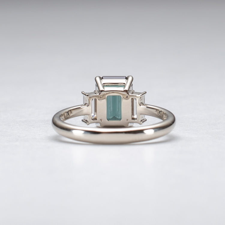 14k Gold Greenish Blue Tourmaline Trio Ring