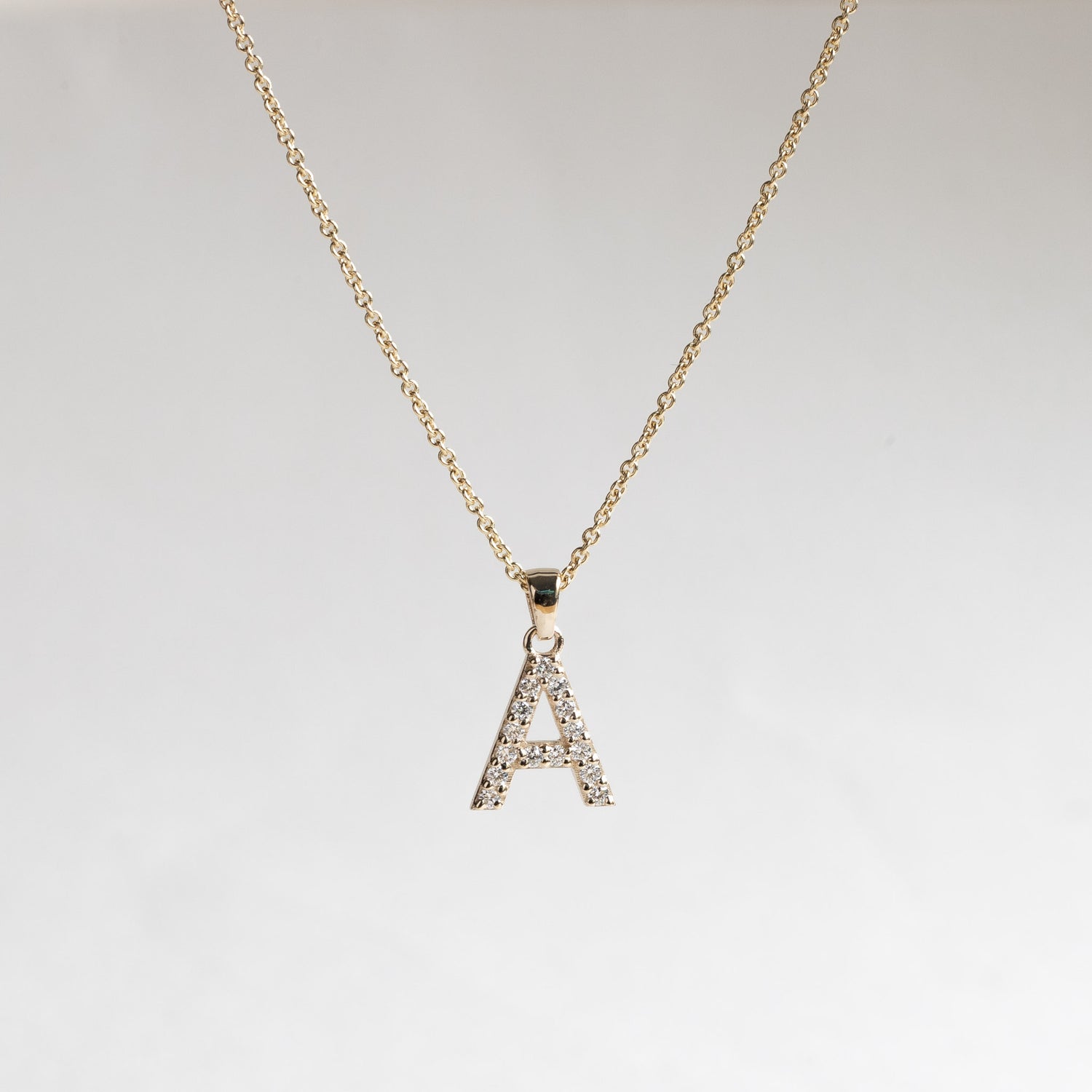 14K Diamond Initial Pendant 14K White Gold