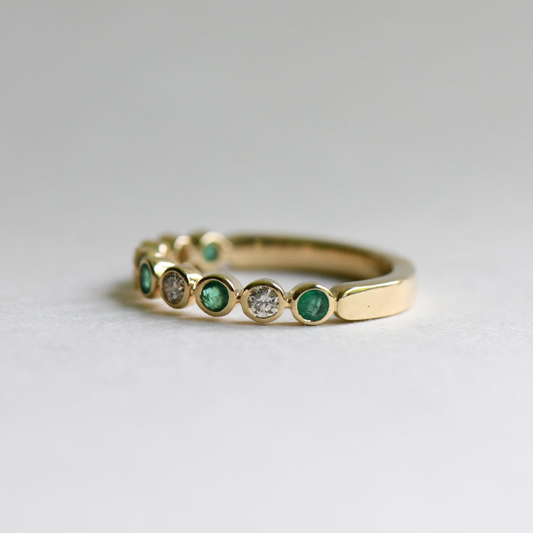 14K Emerald Bezel Band