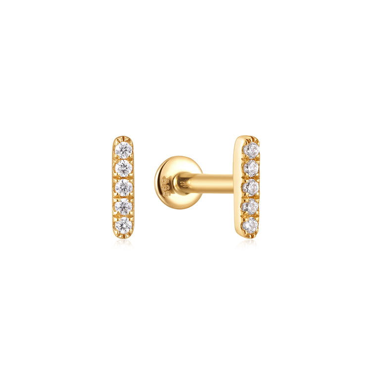 14K Dainty Bar Diamond Studs